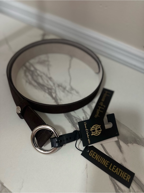 House of Harlow 1960 Accessories - House of Harlow Suede Leather Belt Brown O Ring Silver Buckle Size L NWT